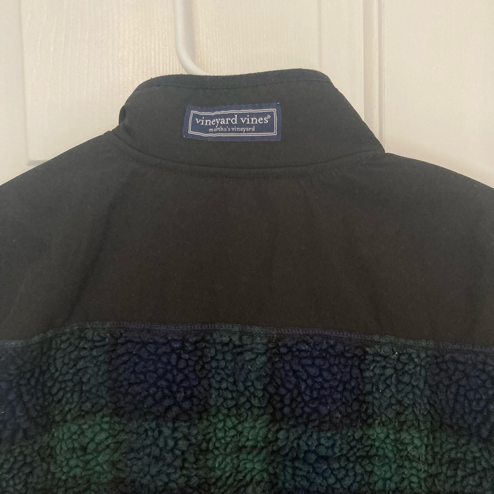 Vineyard Vines Kids Plaid Fleece Jacket - Green and Blue - Picture 4 of 7